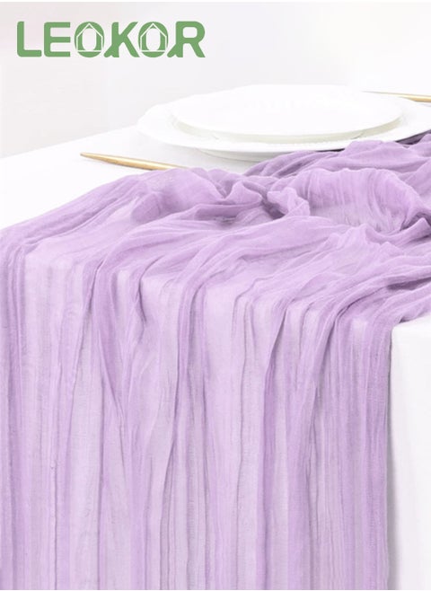 4M Cheesecloth Table Runner, Purple Wedding Table Runner, Boho Gauze Table Runner, Rustic Sheer Table Decor 90x400 CM
