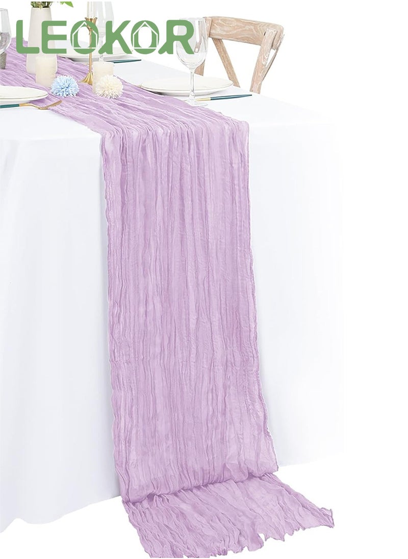 LEOKOR - 4M Cheesecloth Table Runner, Purple Wedding Table Runner, Boho Gauze Table Runner, Rustic Sheer Table Decor 90x400 CM - Image 1