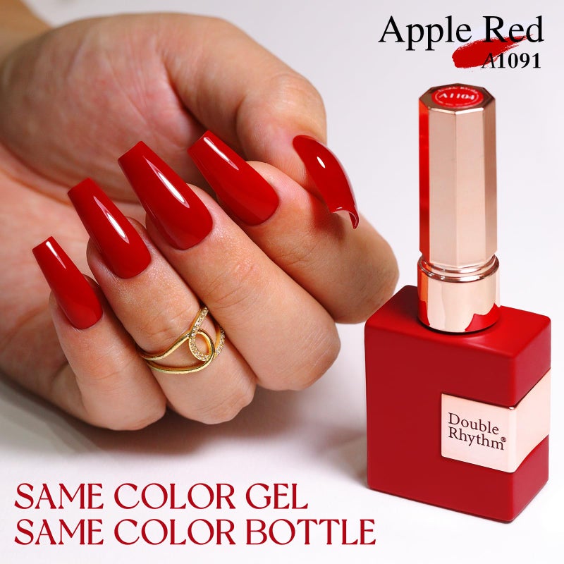 Double Rhythm 15ML Gel Nail Polish Pure Sheer Same Color Same Bottle Soak Off Gel Polish Art Manicure Salon DIY at Home for Women (Brick Red-A1091) - Image 2
