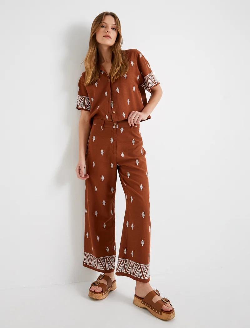 KOTON Ethnic Embroidered Palazzo Pants