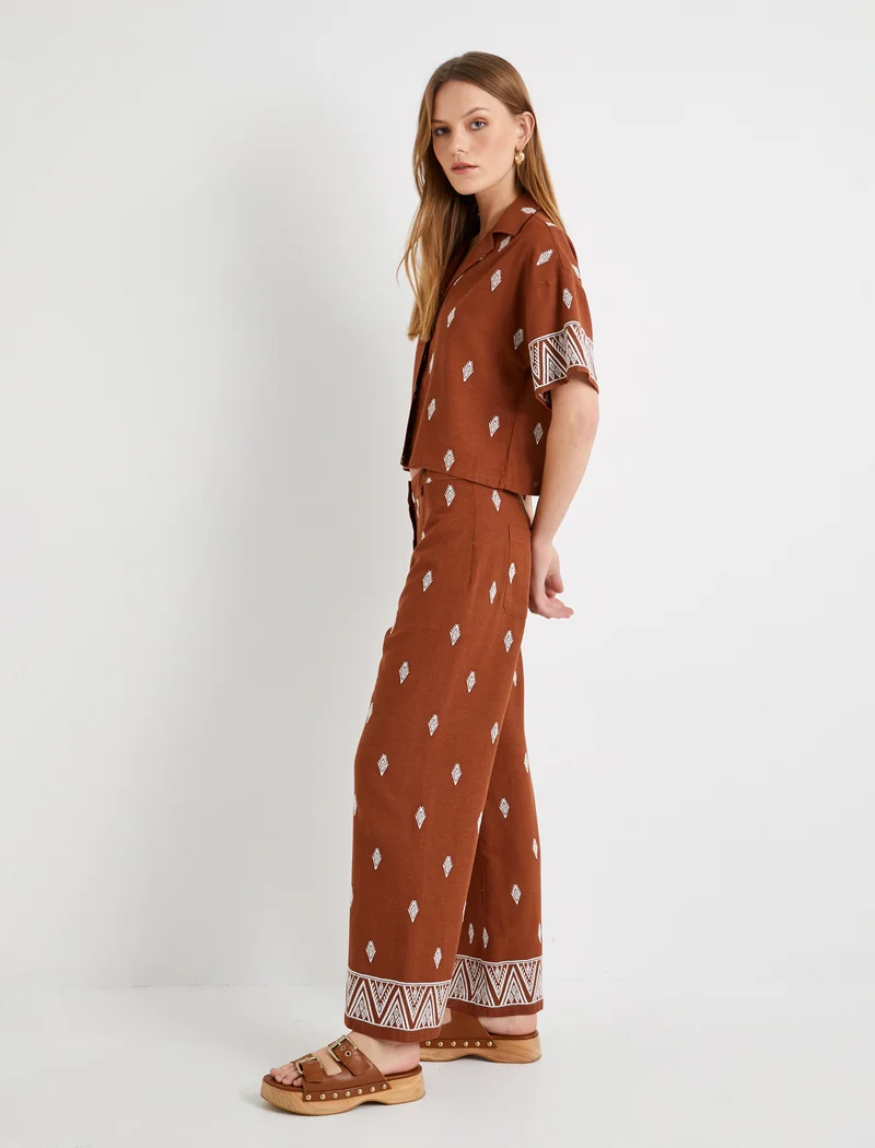 KOTON Ethnic Embroidered Palazzo Pants