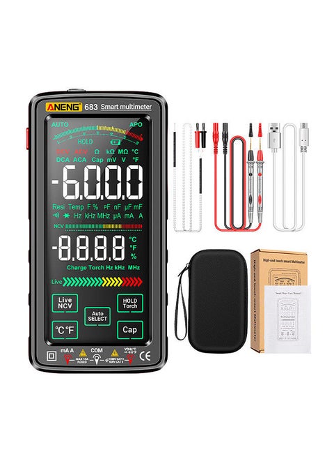 ANENG 683 6000 Counts Large Touch Screen Digital Multimeter Smart Anti-burn Rechargeable Universal Meter