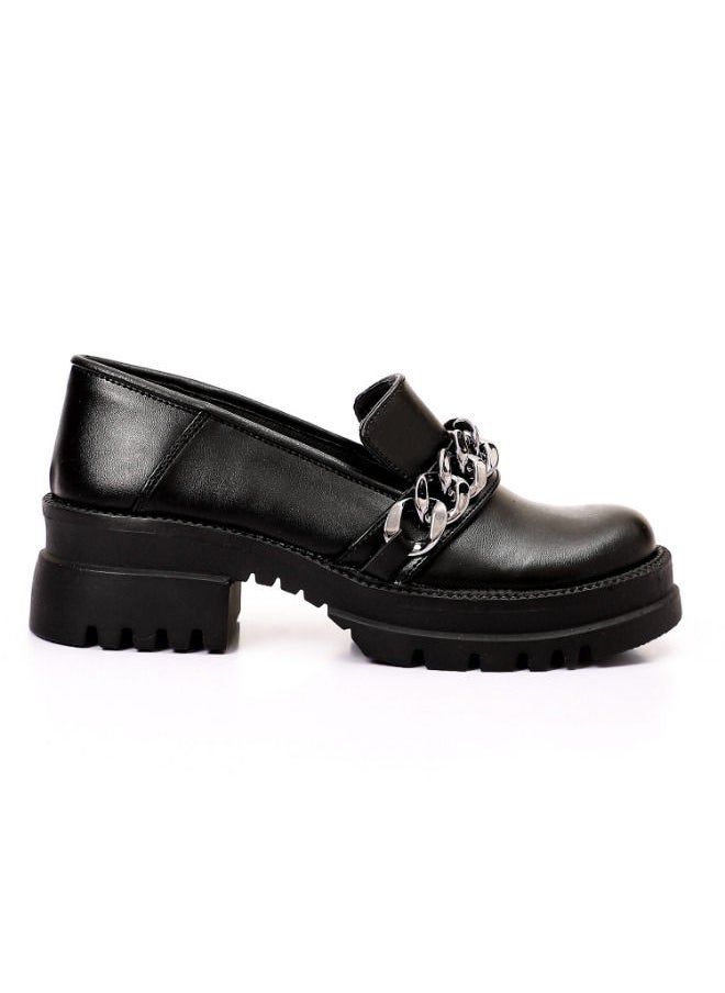 Mr.joe - Women Platform Loafers Deacorated With Chain Black - Image 1