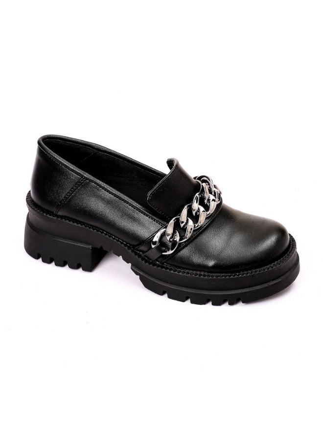 Mr.joe - Women Platform Loafers Deacorated With Chain Black - Image 1