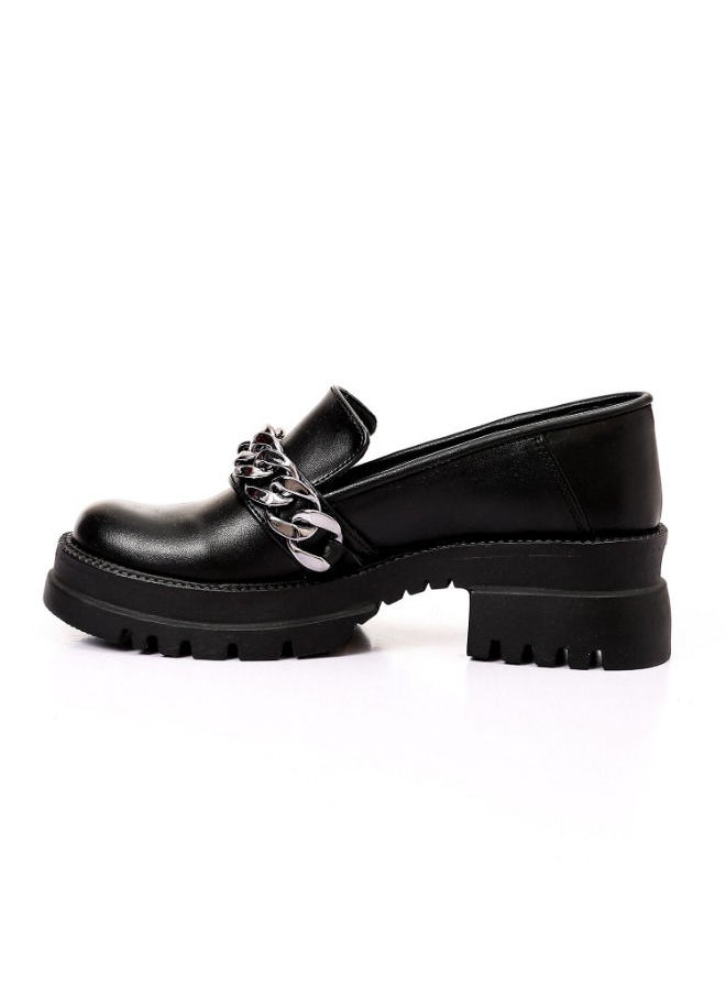 Mr.joe - Women Platform Loafers Deacorated With Chain Black - Image 1
