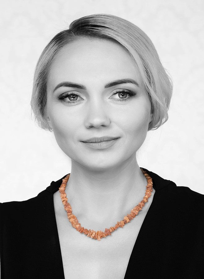 AMBERAGE Natural Baltic Amber Necklace for Women - Hand Made from Raw/Certified Baltic Amber Beads(2 sizes) (17.7) - Image 3