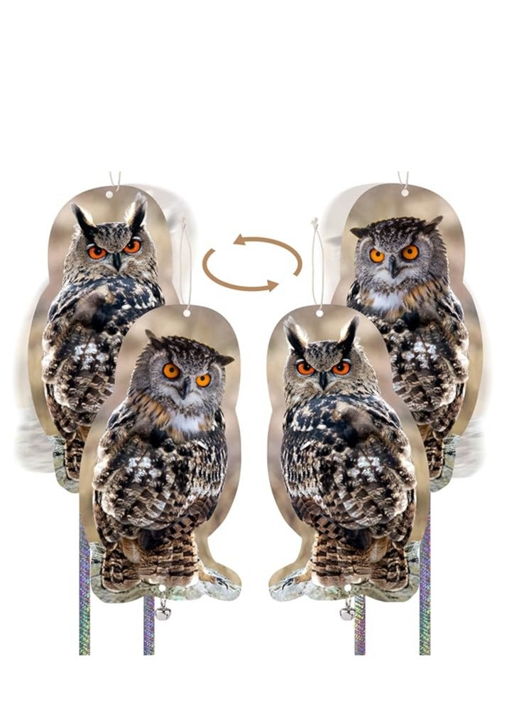 Generic Bird Scarer,Fake Owls to Keep Birds Away, Reflective Owl Hanging Decoration, Dual-Side Printed Raster Fake Hawk Eagle to Keep Birds Away from Garden Patio Windows  - Image 1