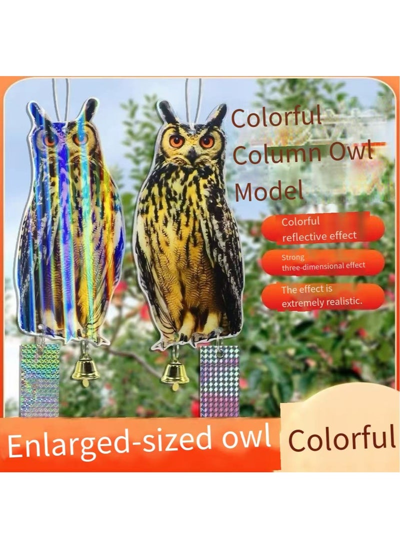 Generic Bird Scarer,Fake Owls to Keep Birds Away, Reflective Owl Hanging Decoration, Dual-Side Printed Raster Fake Hawk Eagle to Keep Birds Away from Garden Patio Windows  - Image 3