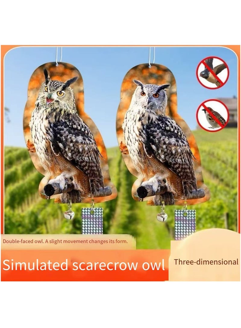 Reflective Owl Hanging Decoration, Fake Owls to Keep Birds Away, Dual-Side Printed Raster Fake Hawk Eagle to Keep Birds Away from Garden Patio Windows - Image 1