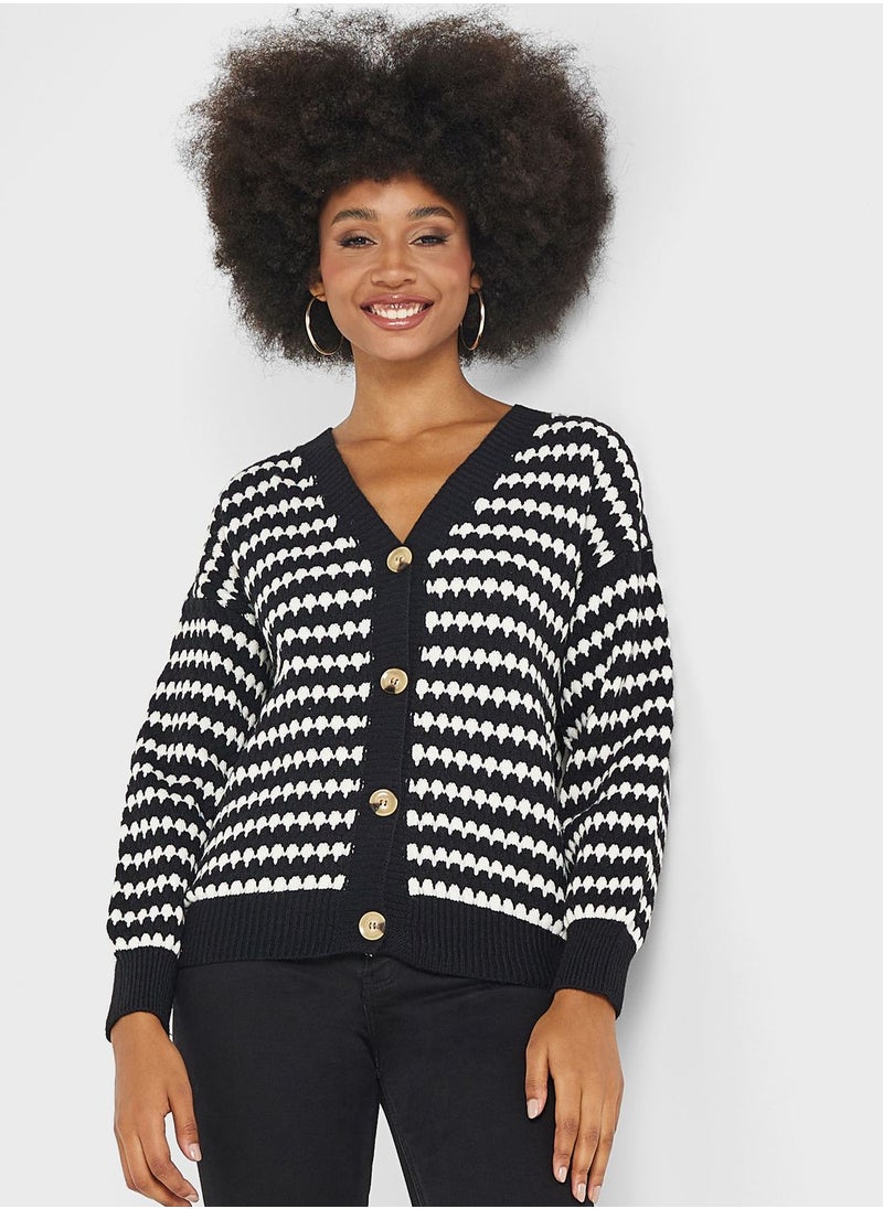 ELLA - Striped Chunky Cardigan - Image 1