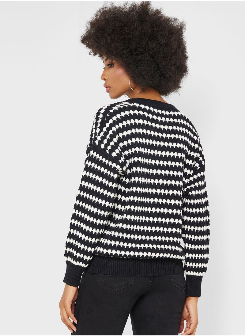 ELLA - Striped Chunky Cardigan - Image 1