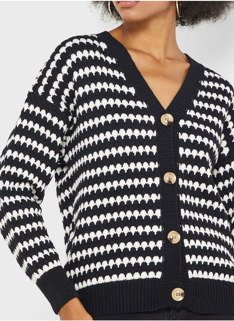 ELLA - Striped Chunky Cardigan - Image 1