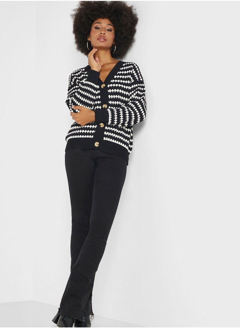 ELLA - Striped Chunky Cardigan - Image 1