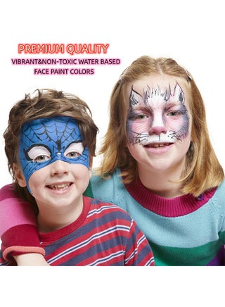 Face Painting Kit for Kids,15 Color Large Water Based Makeup Paints with 2 Brushes, Safe Professional Body & Face paint Kit - view 4