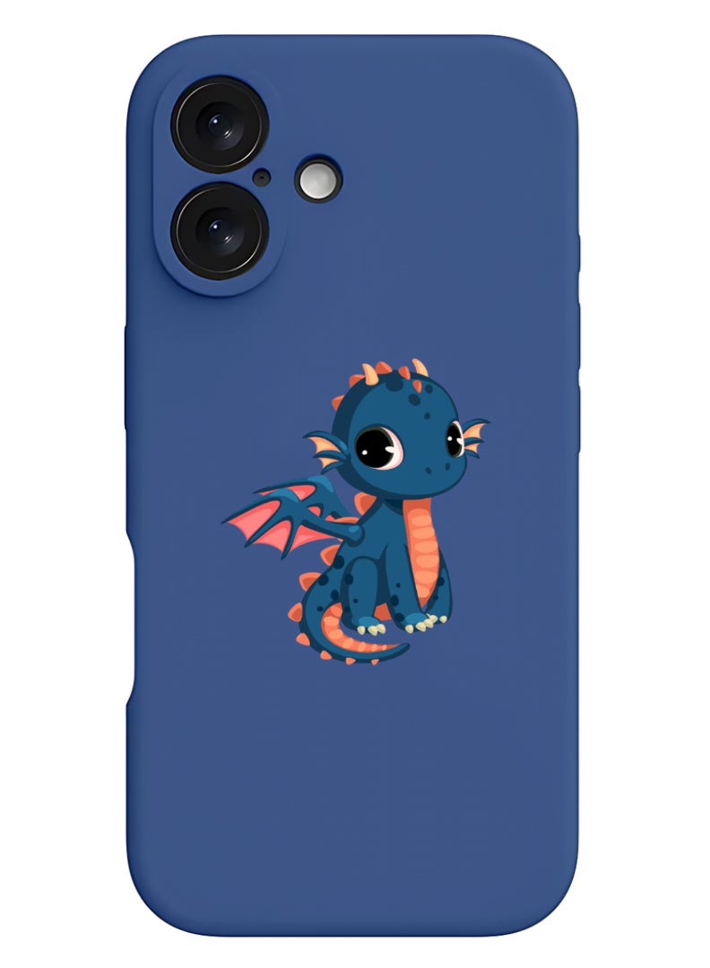 Theodor iPhone 16 Blue Protective Slim Fit Case Liquid Silicone Cover with Full Body Protection Anti-Scratch Shockproof Case For iPhone - dragon - Image 1