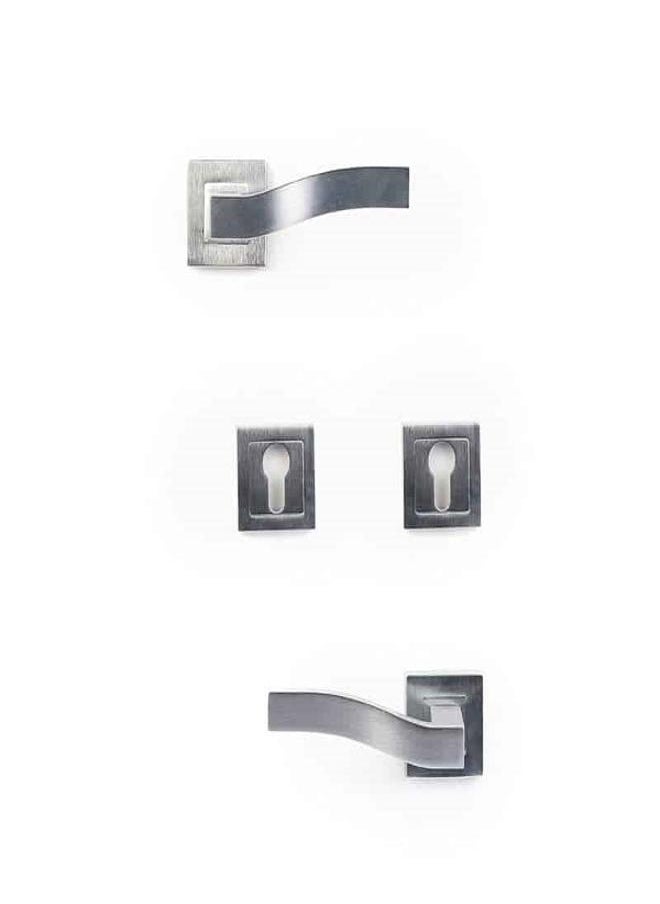 AHRAM Rosette Door handle Set Q-URVA – Nicle matt – FH2431R02CN201  - Image 2