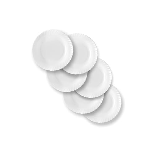 SkyKey Opal Glass larah Quarter Plate Set White, 7.5 Inch- Set of 6 Suitable for Every Occasion - Image 3