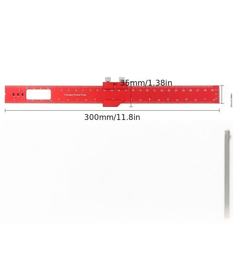 Red 300mm Woodworking Marking Square with Limit Stop Precision Measuring Tool - Image 3