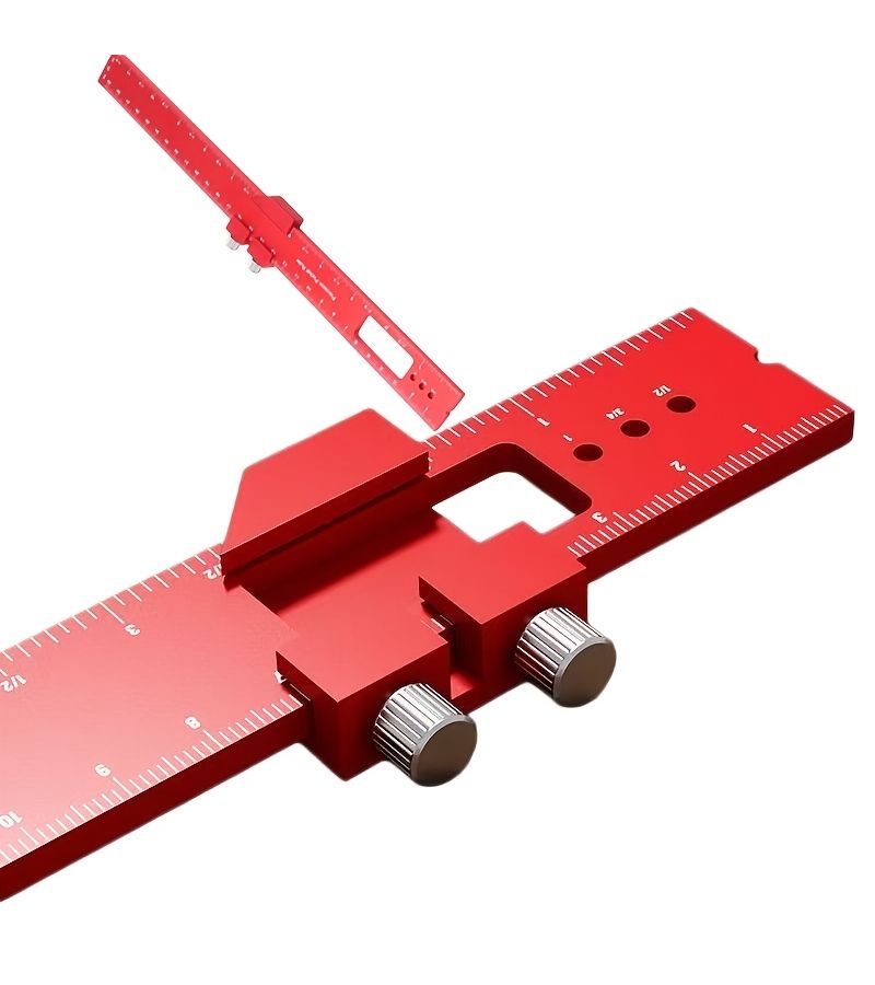 Red 300mm Woodworking Marking Square with Limit Stop Precision Measuring Tool - Image 2
