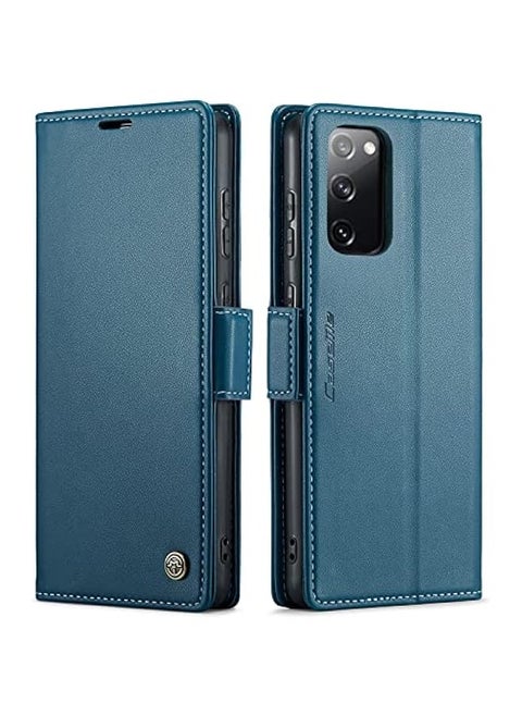 Samsung Galaxy S20 FE 5G Wallet Case - RFID Blocking Card Holder Leather Flip Case with Magnetic Stand - Fashion Blue
