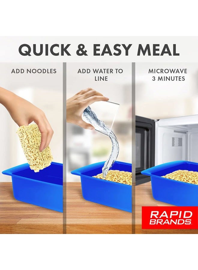Rapid Brands طباخ رامين | أدوات طهي قابلة للاستخدام في الميكروويف للرامين الفوري | خالية من BPA وآمنة للغسل في غسالة الصحون | مثالي للسكن الجامعي أو المطبخ الصغير أو المكتب | أزرق، عبوة 2 - Image 3