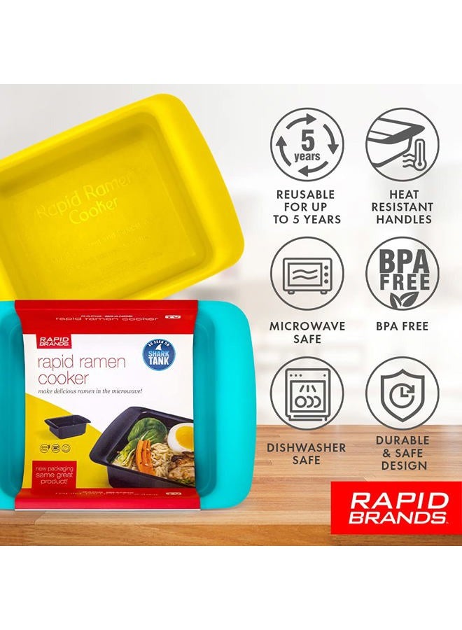 Rapid Brands طباخ رامين | أدوات طهي قابلة للاستخدام في الميكروويف للرامين الفوري | خالية من BPA وآمنة للغسل في غسالة الصحون | مثالي للسكن الجامعي أو المطبخ الصغير أو المكتب | أزرق، عبوة 2 - Image 5