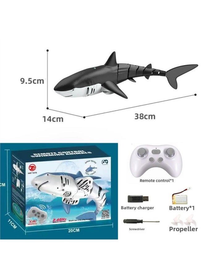 Generic - Remote Control Dolphin Real Animal Headlight Shark Whale Water Spray Summer Water Children's Day Water Play Boy Toy-Color:Remote Control Black Shark Can Spray Water + Upgraded Waterproof Remote Control-Specifications:Lithium Battery * 2 60 Minutes Battery Life + Freight Insurance + Lifetime Warranty - Image 1