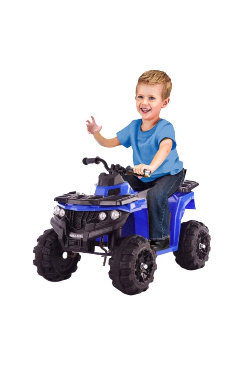 A small 6-volt electric car for children with four wheels, LED lights, tire tread, engine sounds, learning music at an early age, suspension system, and braking to stop working, all-terrain design by Dorsa, Blue 3201-BLUE - Image 2