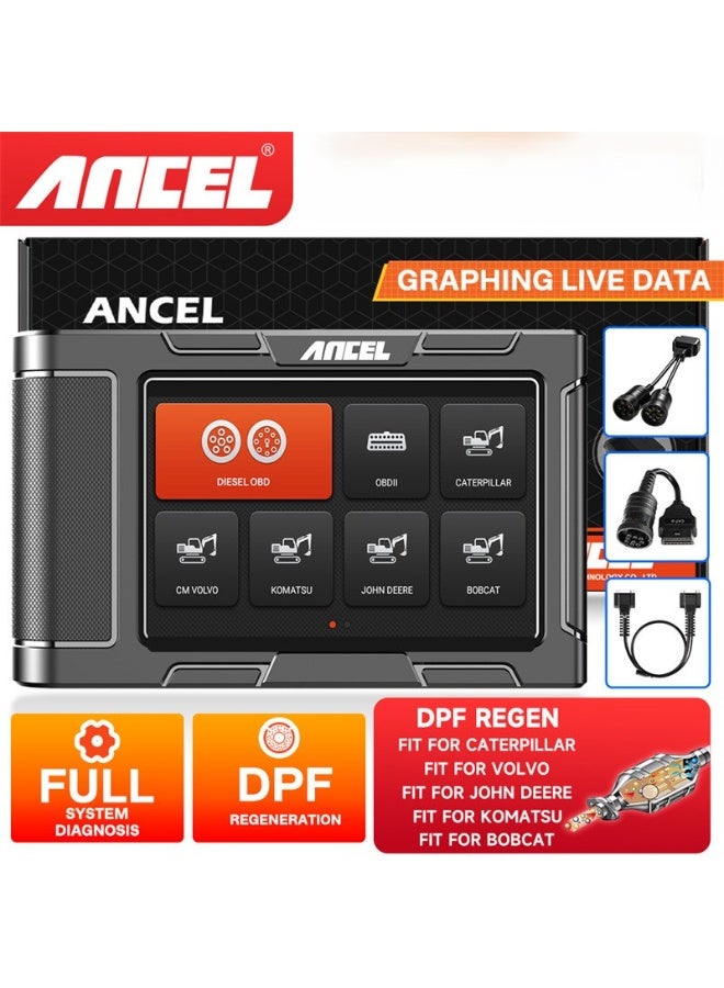 Ancel HD3600 Heavy Equipment Diagnostic Tool with DPF Regen, Full System Heavy Duty Truck Scanner Machinery Scan Tool Diesel Code Reader Fit for Cummins, Caterpillar, John Deere, Komatsu and More - Image 1