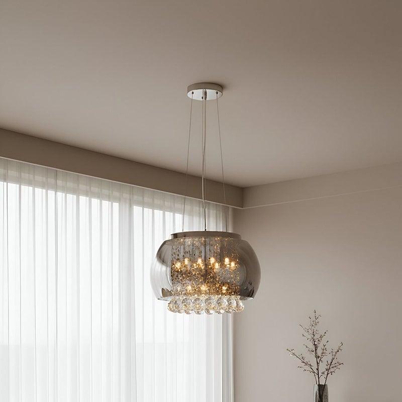 DANUBE HOME Pandora 9 Lights Decorative Pendant Lamp 40cm Contemporary Pendant Lamps Hanging Lanterns Built in LED + G9 Modern Design Indoor Lighting For Bedroom L47xW47xH45cm-Smoke Grey - Image 1