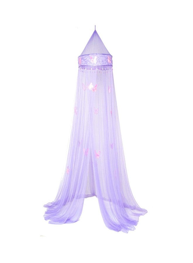 OctoRose Purple Butterfly Round Hoop Bed Canopy Net | Hanging Canopy Bed Drapes | Fits Full Crib, Kids, Twin, Queen, King Mosquito Netting 60x250x1200CM (Purple) - Image 3