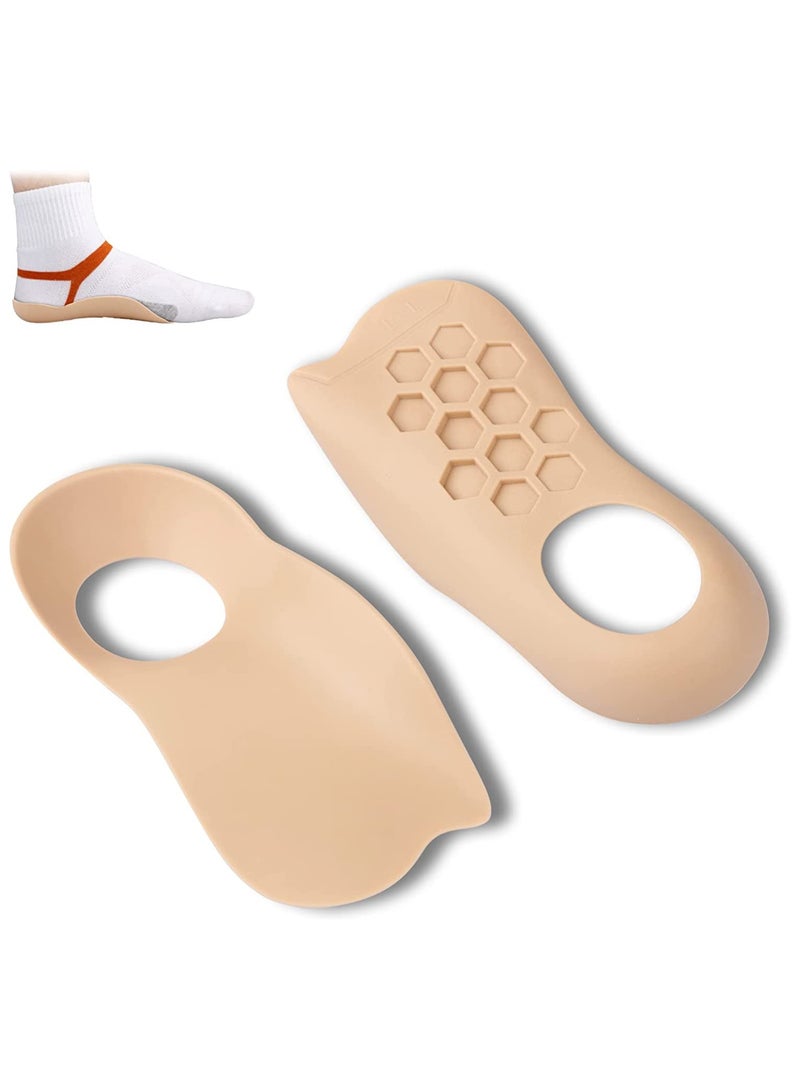 SYOSI Plantar Fasciitis Support Insoles for Women 3/4 Length Washable TPR Material Skin Colour Arch Support Insoles for Men O/X Type Leg Orthotic Insoles Flat Feet 1 Pair Marked as Left and Right M 35-40 - Image 1