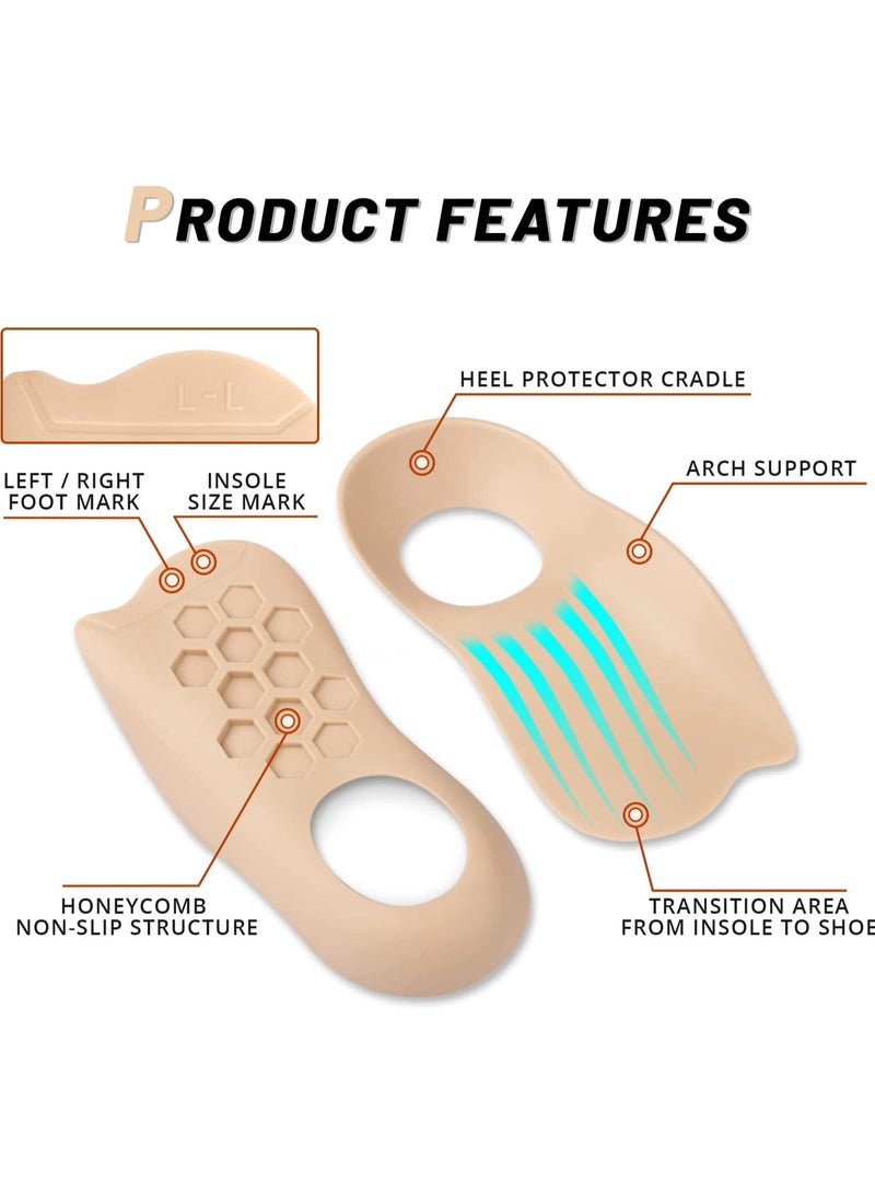 SYOSI Plantar Fasciitis Support Insoles for Women 3/4 Length Washable TPR Material Skin Colour Arch Support Insoles for Men O/X Type Leg Orthotic Insoles Flat Feet 1 Pair Marked as Left and Right M 35-40 - Image 4
