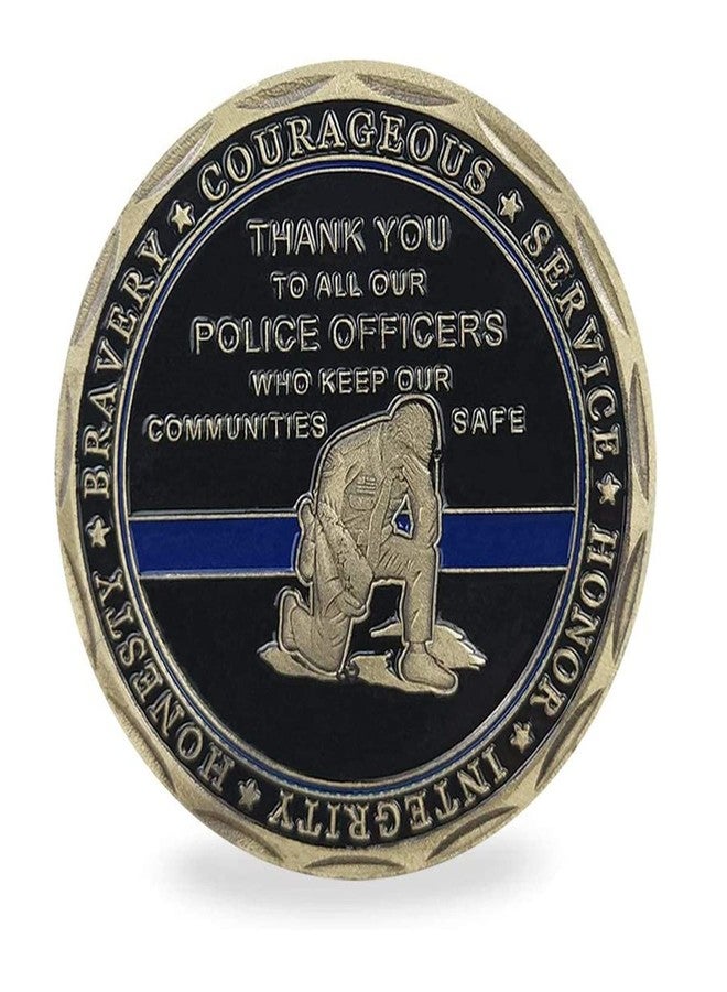 Glamtune Thank You Police Challenge Coin Law Enforcement Thin Blue Line Police Officers Prayer Coin - Image 2