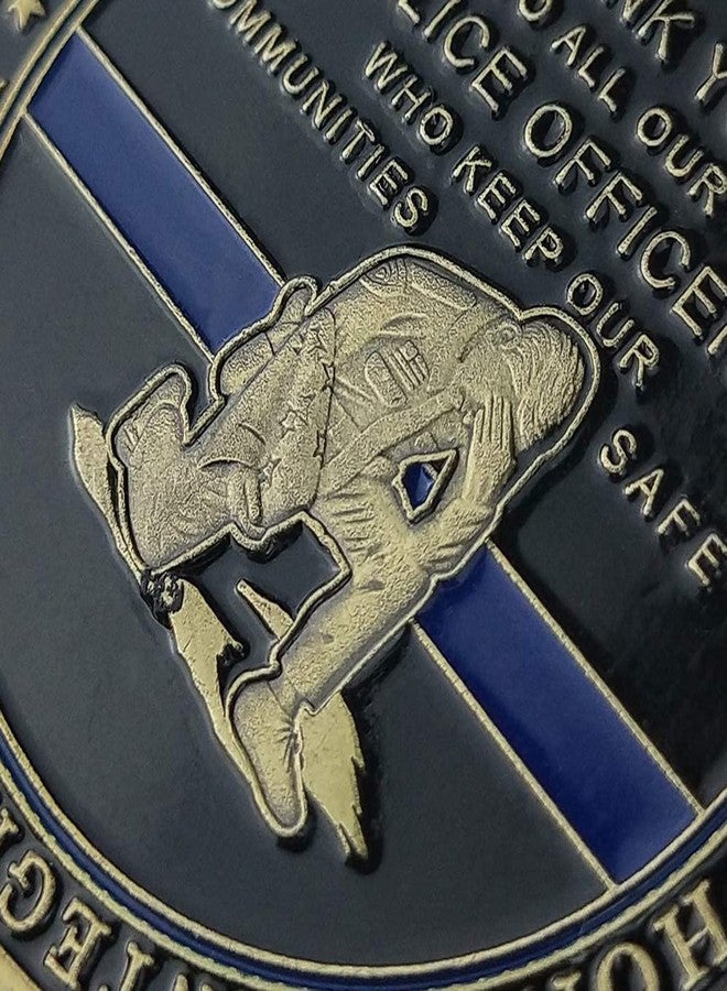 Glamtune Thank You Police Challenge Coin Law Enforcement Thin Blue Line Police Officers Prayer Coin - Image 3