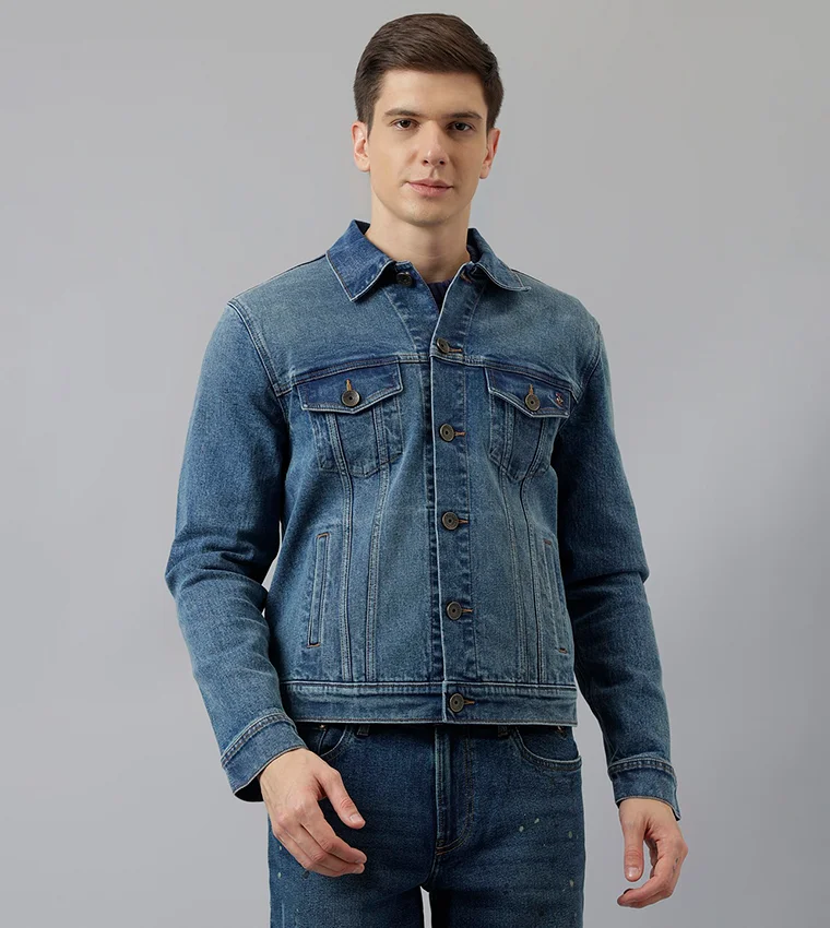 بيفرلي هيلز بولو كلوب جاكيت جينز بأكمام طويلة مغسول