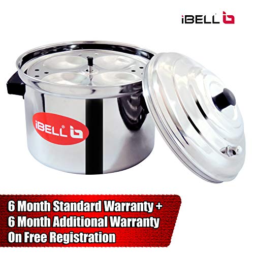 iBELL Stainless Steel Idly Cooker, Induction and Gas Stove Compatible Idli Maker (Silver; 16 Idlies) 4-Plates - Image 2