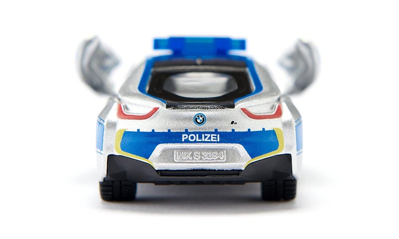 siku 2303, BMW i8 Police Car, Metal/Plastic, 1:50, Blue/Silver, Opening gull-wing doors, Changeable wheels, Rubberised tyres - Image 2