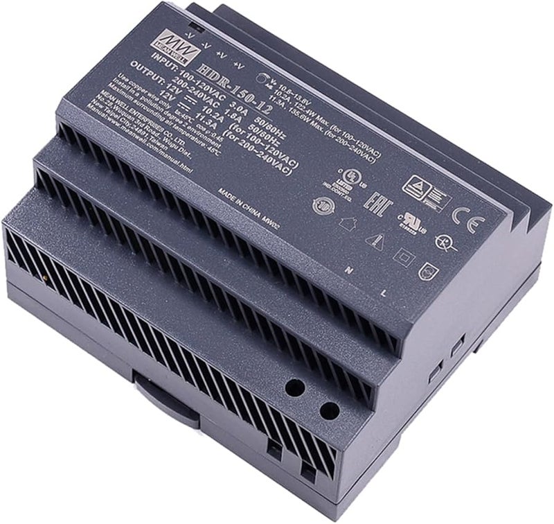 HDR 150 12 وحدة تزويد طاقة للسكة DIN 12V 122W 10A فئة الحماية من الجهد الزائد III آمنة ومستقرة - Image 1