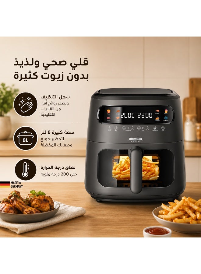 Arshia Digital Air Fryer 8L – Transparent Window & LED Touch Control – Healthy Oil-Free Cooking - Image 5