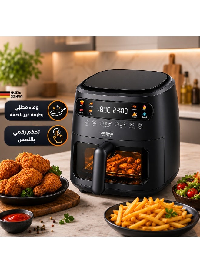 Arshia Digital Air Fryer 8L – Transparent Window & LED Touch Control – Healthy Oil-Free Cooking - Image 4