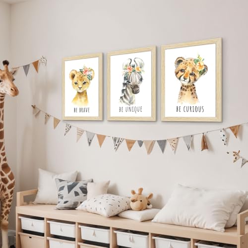 ArtX Wall Paintings For Kids Room, Animals Kids Room Wall Frame, Kids Room Decor, A4 Size, Multicolor, Synthetic Wood, Set Of 6 - Image 3