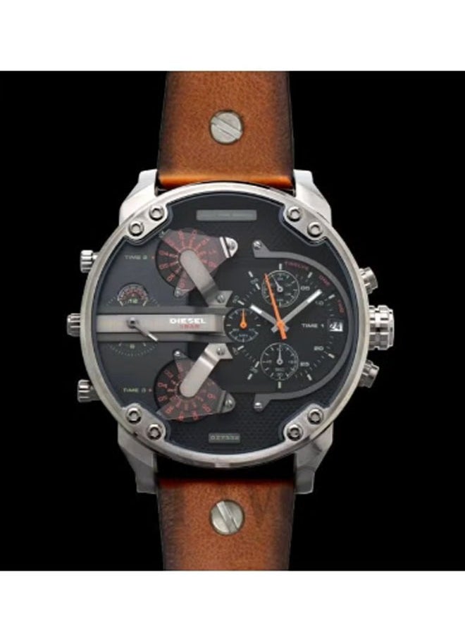 DIESEL Men's Mr. Daddy Round Shape Leather Band Chronograph Wrist Watch 57 mm - Brown - DZ7332  - Image 4