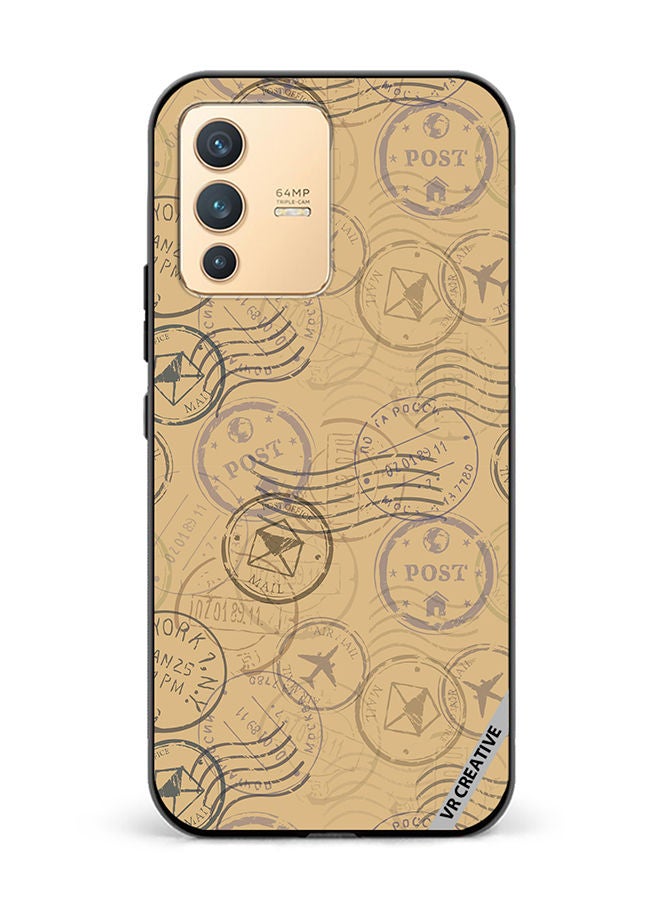 VR CREATIVE Protective Case Cover For Vivo V23 5G Postal Stamps Design Multicolour - Image 1