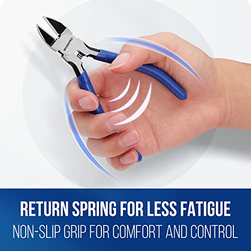 WORKPRO 2 Pack Wire Cutters, 6 Inch Precision Flush Cutters, Spring Loaded Side Cutting Pliers, Sharp Diagonal Cutters for Crafts, Jewelry Making, Electronics - Image 4