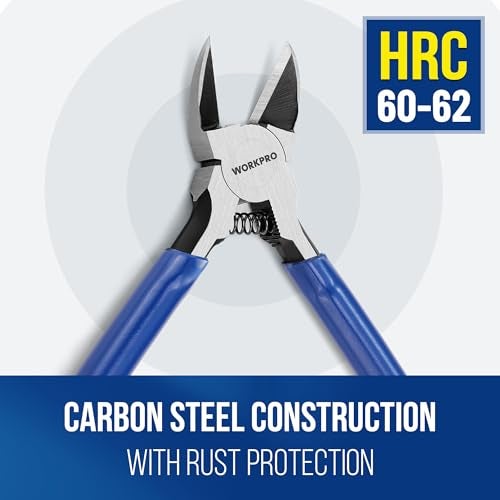 WORKPRO 2 Pack Wire Cutters, 6 Inch Precision Flush Cutters, Spring Loaded Side Cutting Pliers, Sharp Diagonal Cutters for Crafts, Jewelry Making, Electronics - Image 2