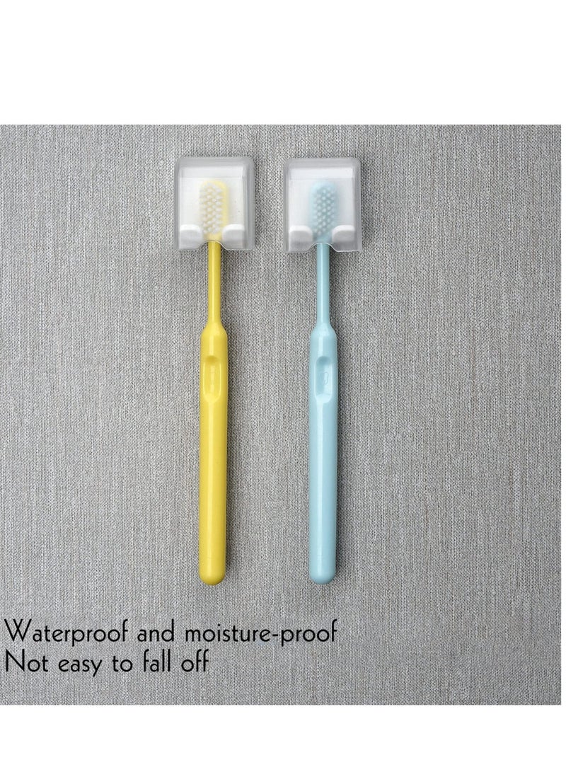 Excefore 4 PCS Toothbrush Holder Wall Mounted with Cover, Self Adhesive Toothbrush Storage Organizer, Travel Toothbrush Head Covers Caps, Suitable for Travel, Camping, Bathroom, School - Image 5