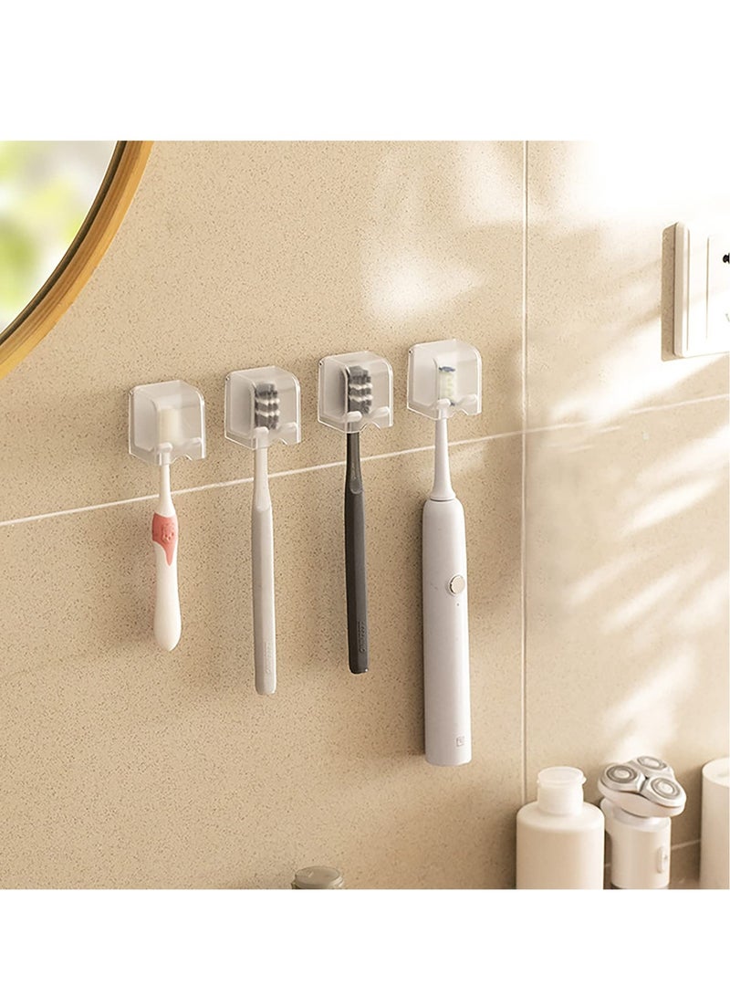 Excefore 4 PCS Toothbrush Holder Wall Mounted with Cover, Self Adhesive Toothbrush Storage Organizer, Travel Toothbrush Head Covers Caps, Suitable for Travel, Camping, Bathroom, School - Image 4
