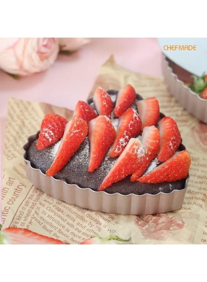 شيف ميد مجموعة تتكون من ٤ قوالب تارت على شكل قلب غير لاصقة حجم 4 إنش - Image 2