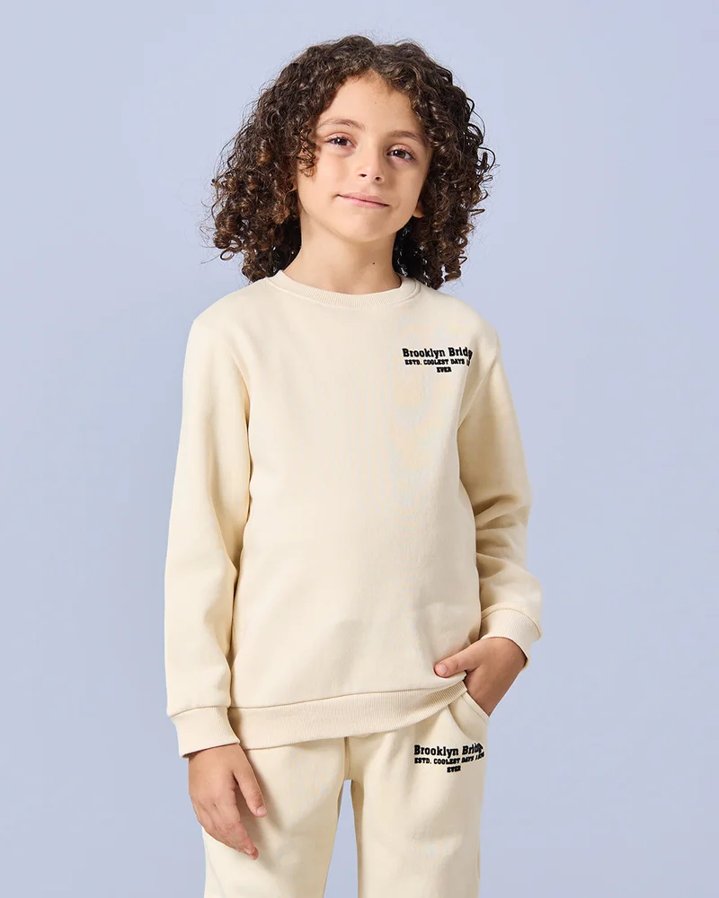 REDTAG Boys Ivory Printed Casual Jogger Set (2 Piece)